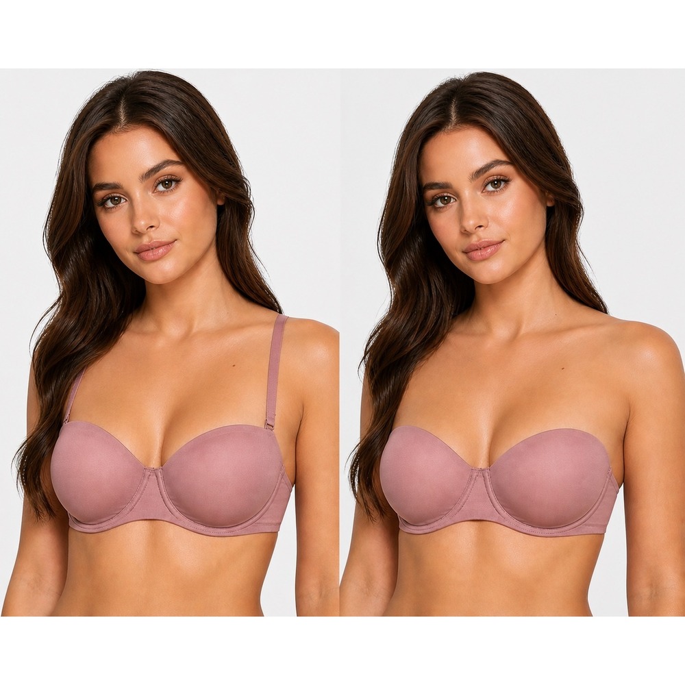 SKIMS Ultra Fine Mesh Strapless Bra Underwire Convertible 32A Rose Clay
